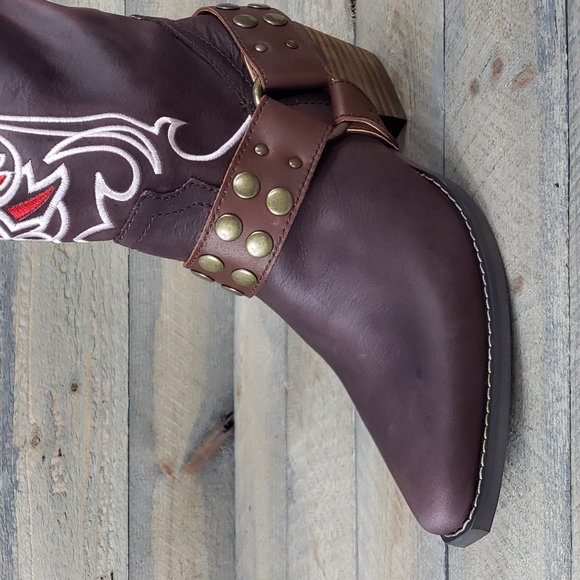 Women's Dingo City Limits Harness Boots  Embroidered Design Brown - Picture 8 of 8